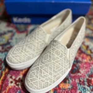 Keds Women's Beige Patterned Slip-On Sneakers